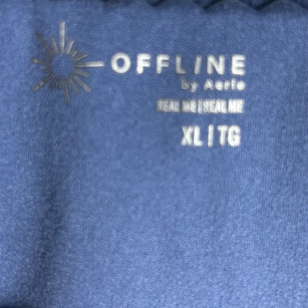 OFFLINE by Aerie Real Me Long Sleeve V-Neck Crop Top Blue XL Built-in Bra - Picture 3 of 6